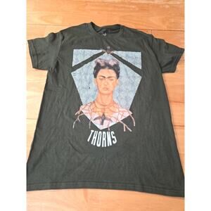 Frida Kahlo Thorns T Shirt Small Olive Gr Graphic Art Tee Cotton Self Portrait